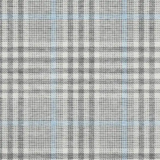 Gray Ivory And Blue Plaid Washable Area Rug With UV Protection Photo 2