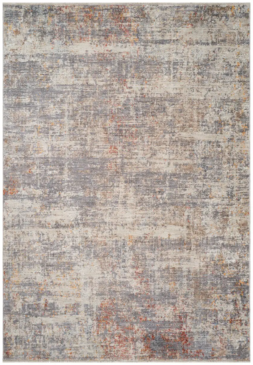 Gray Ivory And Brick Red Floral Medallion Runner Rug With Fringe Photo 5