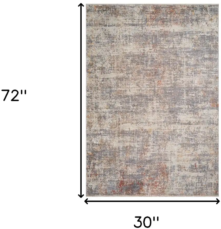 Gray Ivory And Brick Red Floral Medallion Runner Rug With Fringe Photo 3