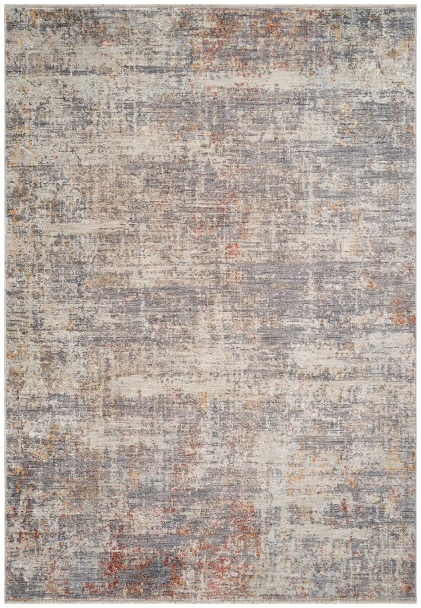 Gray Ivory And Brick Red Floral Medallion Runner Rug With Fringe Photo 2