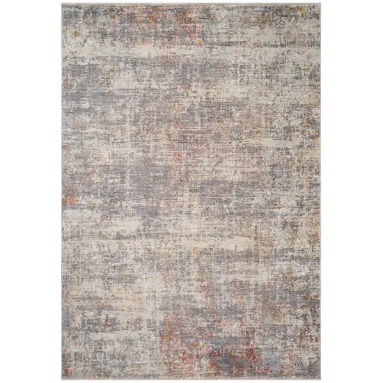 Gray Ivory And Brick Red Floral Medallion Runner Rug With Fringe Photo 5