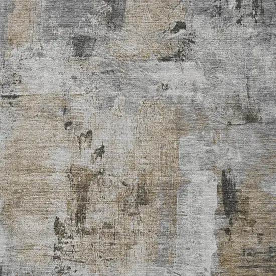 Gray Ivory And Brown Abstract Washable Indoor Outdoor Area Rug Photo 5