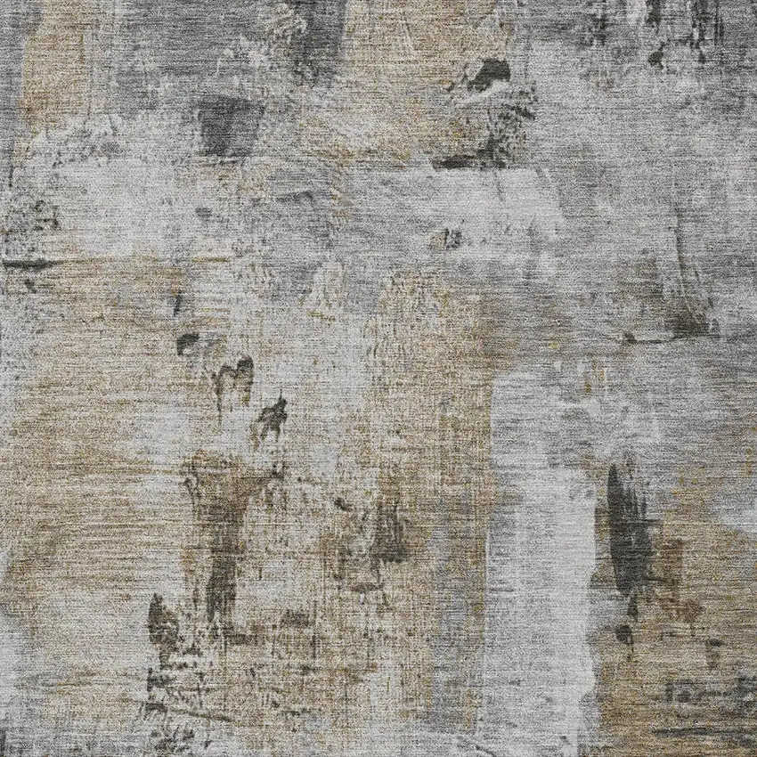 Gray Ivory And Brown Abstract Washable Indoor Outdoor Area Rug Photo 5
