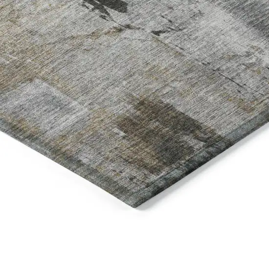Gray Ivory And Brown Abstract Washable Indoor Outdoor Area Rug Photo 4