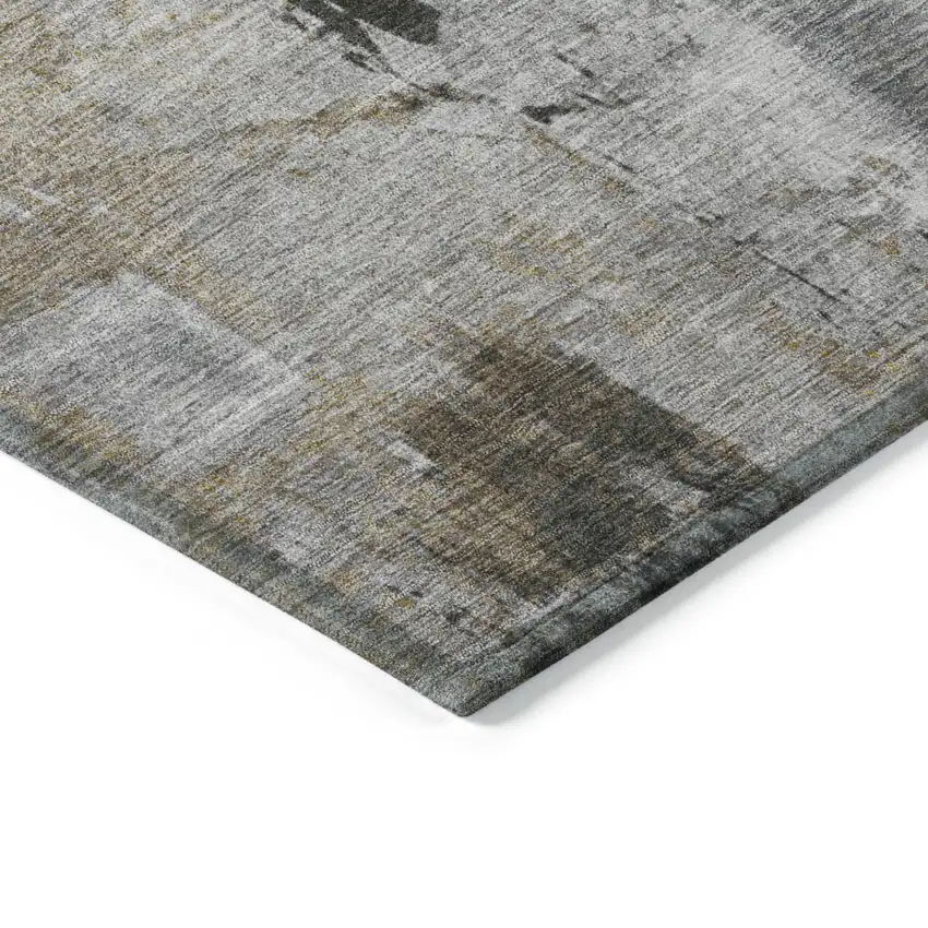 Gray Ivory And Brown Abstract Washable Indoor Outdoor Area Rug Photo 4