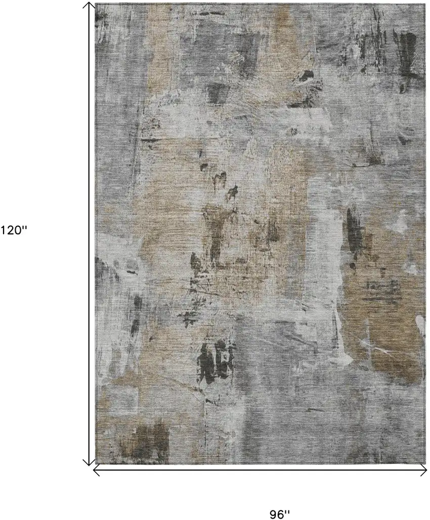 Gray Ivory And Brown Abstract Washable Indoor Outdoor Area Rug Photo 3