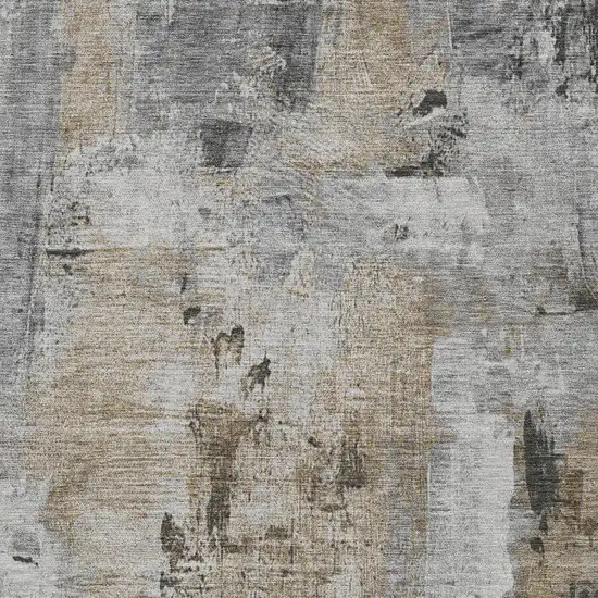 Gray Ivory And Brown Abstract Washable Indoor Outdoor Area Rug Photo 5