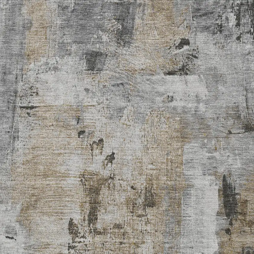 Gray Ivory And Brown Abstract Washable Indoor Outdoor Area Rug Photo 5