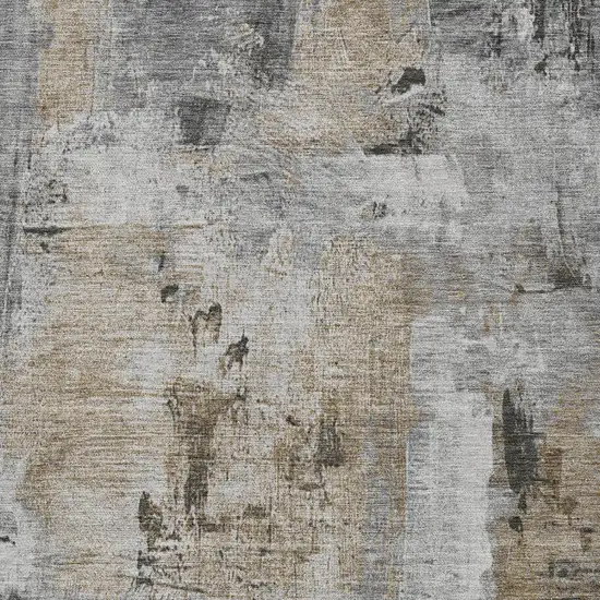 Gray Ivory And Brown Abstract Washable Indoor Outdoor Area Rug Photo 5