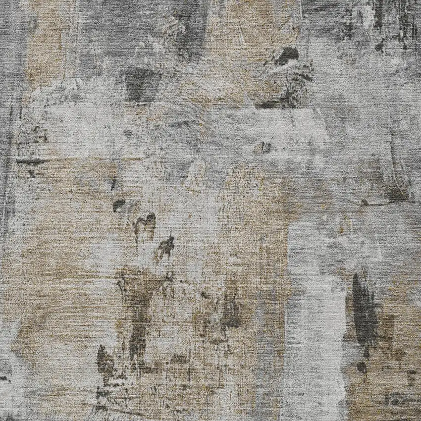 Gray Ivory And Brown Abstract Washable Indoor Outdoor Area Rug Photo 5