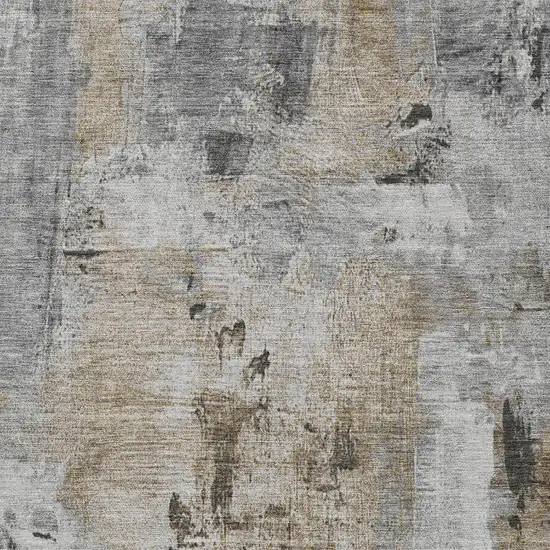 Gray Ivory And Brown Abstract Washable Indoor Outdoor Area Rug Photo 5