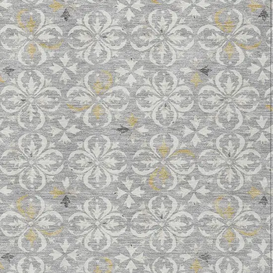 Gray Ivory And Brown Floral Washable Indoor Outdoor Area Rug Photo 4