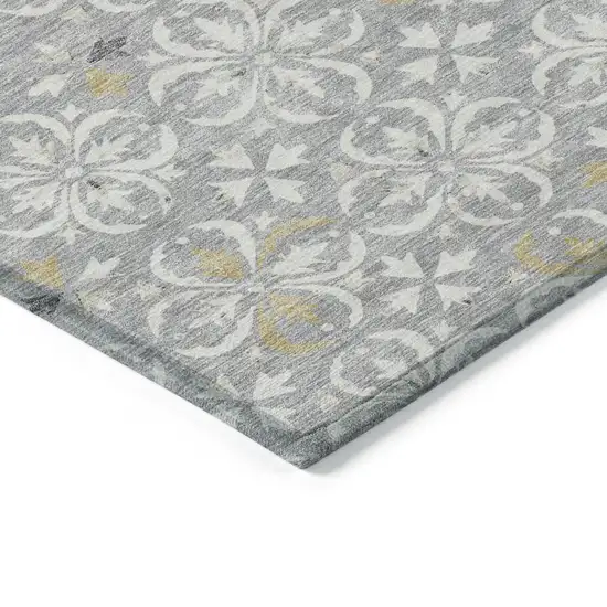 Gray Ivory And Brown Floral Washable Indoor Outdoor Area Rug Photo 3