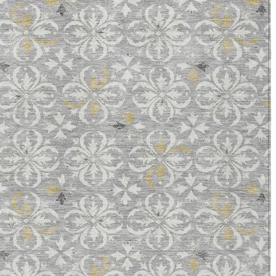 Gray Ivory And Brown Floral Washable Indoor Outdoor Area Rug Photo 6