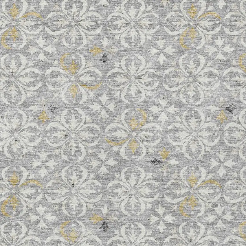 Gray Ivory And Brown Floral Washable Indoor Outdoor Area Rug Photo 6