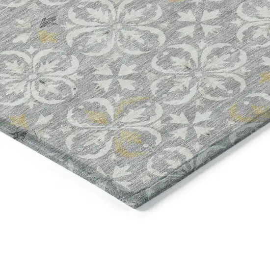 Gray Ivory And Brown Floral Washable Indoor Outdoor Area Rug Photo 4
