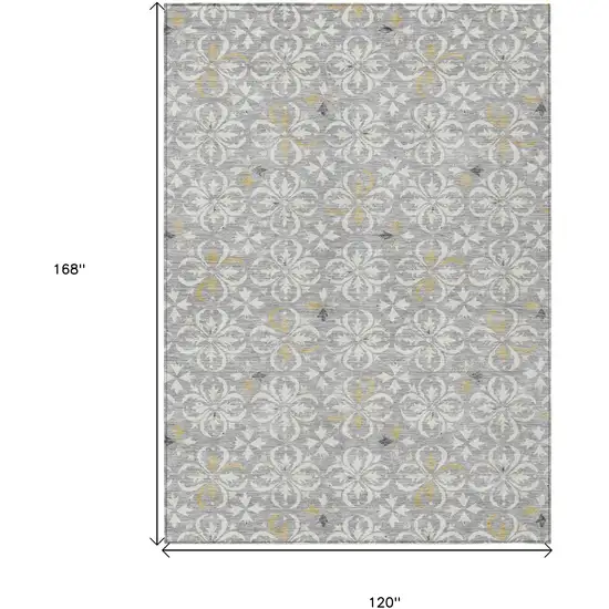 Gray Ivory And Brown Floral Washable Indoor Outdoor Area Rug Photo 3