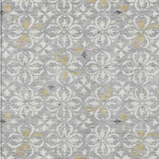Gray Ivory And Brown Floral Washable Indoor Outdoor Area Rug Photo 6