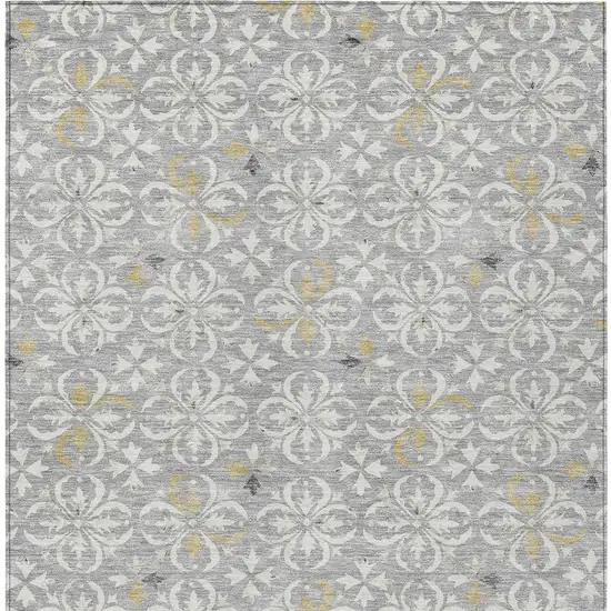 Gray Ivory And Brown Floral Washable Indoor Outdoor Area Rug Photo 7
