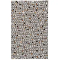 Photo of Gray Ivory And Brown Geometric Hand Woven Area Rug