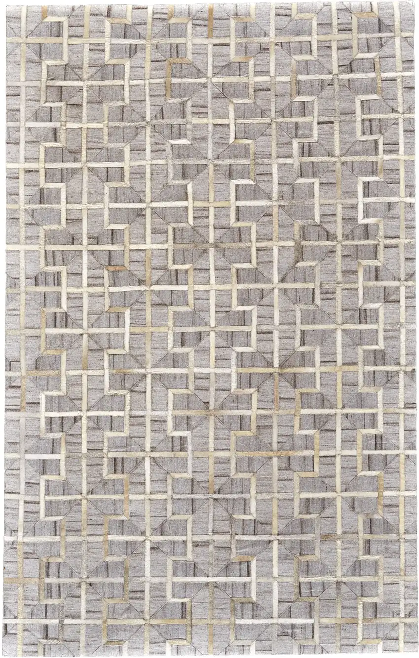 Gray Ivory And Brown Geometric Hand Woven Area Rug Photo 1