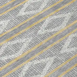 Photo of Gray Ivory And Brown Geometric Washable Indoor Outdoor Area Rug