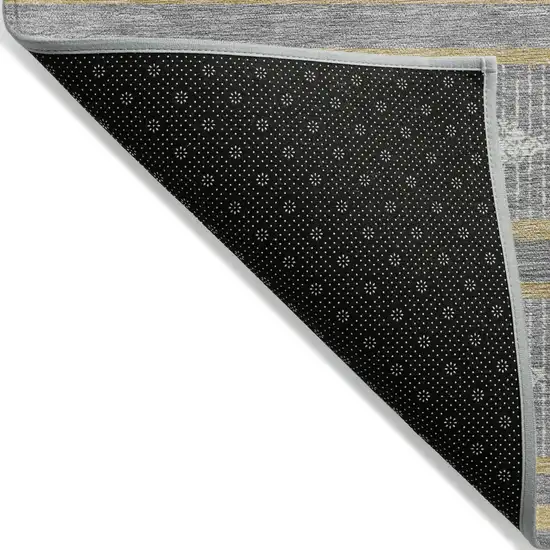 Gray Ivory And Brown Geometric Washable Indoor Outdoor Area Rug Photo 4