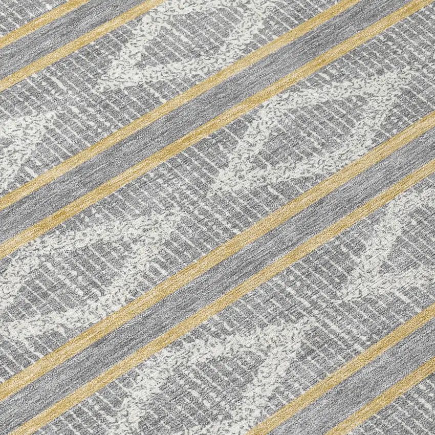 Gray Ivory And Brown Geometric Washable Indoor Outdoor Area Rug Photo 6