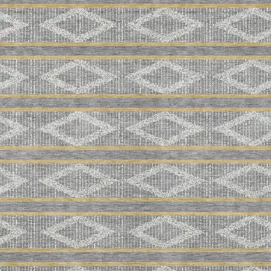 Gray Ivory And Brown Geometric Washable Indoor Outdoor Area Rug Photo 7