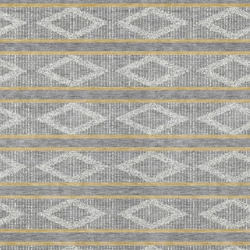 Gray Ivory And Brown Geometric Washable Indoor Outdoor Area Rug Photo 7