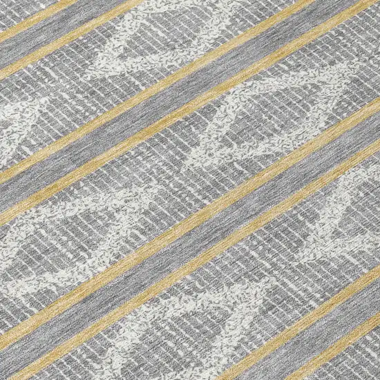 Gray Ivory And Brown Geometric Washable Indoor Outdoor Area Rug Photo 6