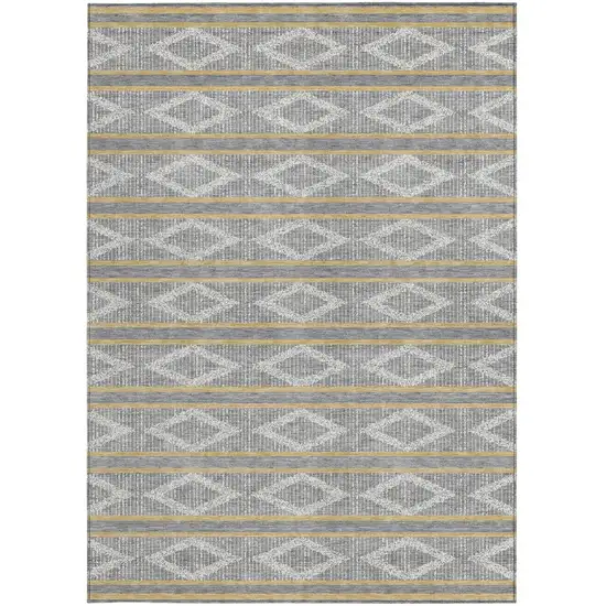 Gray Ivory And Brown Geometric Washable Indoor Outdoor Area Rug Photo 8