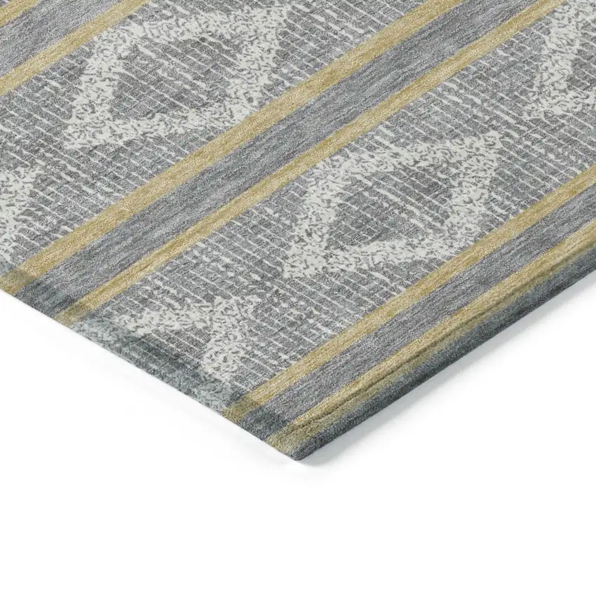 Gray Ivory And Brown Geometric Washable Indoor Outdoor Area Rug Photo 5