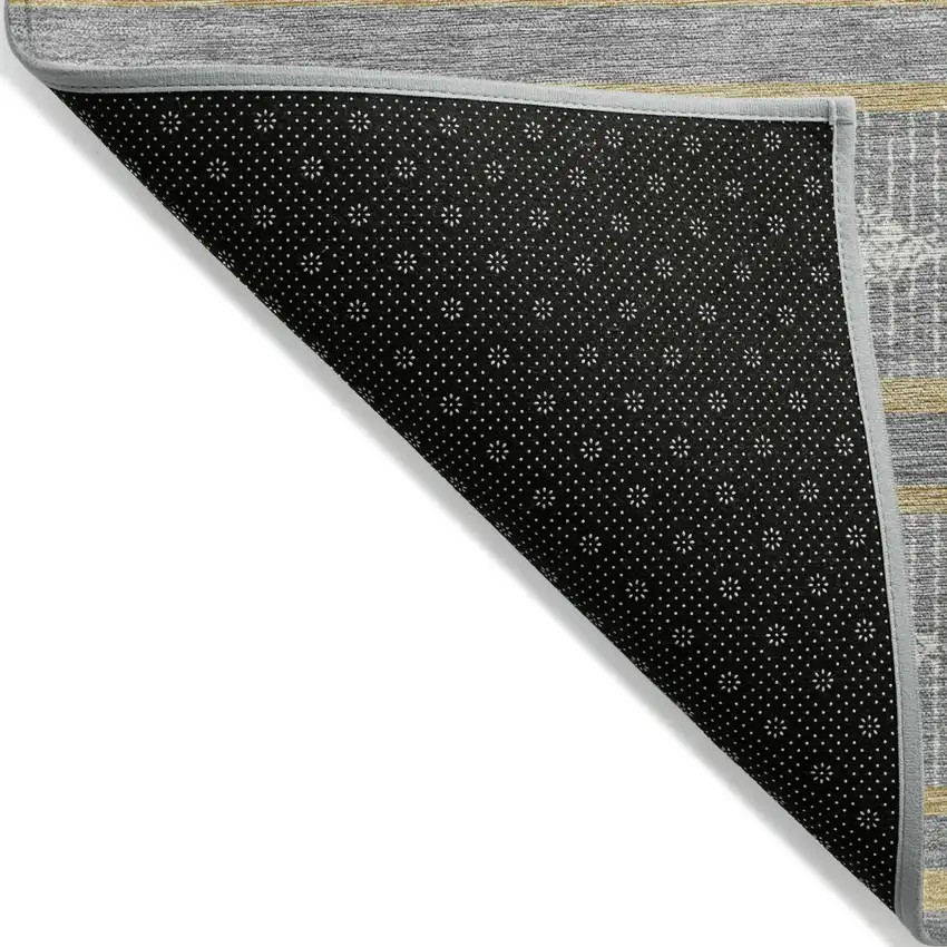 Gray Ivory And Brown Geometric Washable Indoor Outdoor Area Rug Photo 4