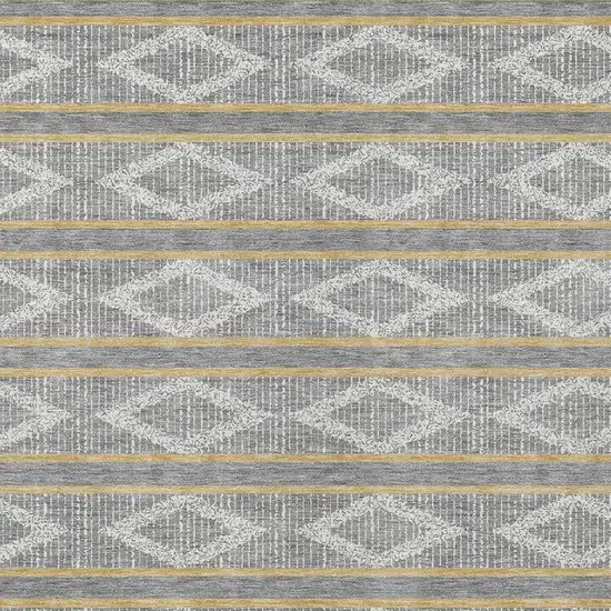 Gray Ivory And Brown Geometric Washable Indoor Outdoor Area Rug Photo 7