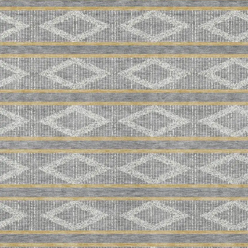 Gray Ivory And Brown Geometric Washable Indoor Outdoor Area Rug Photo 7