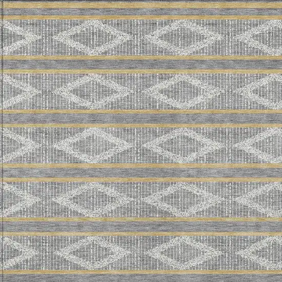 Gray Ivory And Brown Geometric Washable Indoor Outdoor Area Rug Photo 5