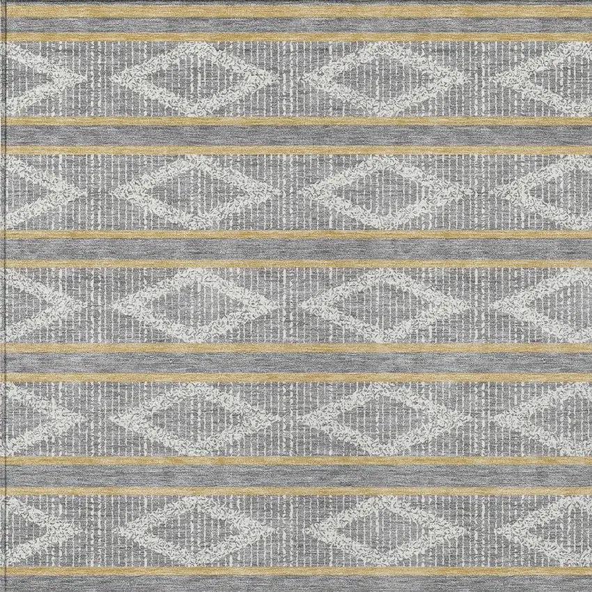 Gray Ivory And Brown Geometric Washable Indoor Outdoor Area Rug Photo 5
