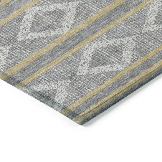 Gray Ivory And Brown Geometric Washable Indoor Outdoor Area Rug Photo 3