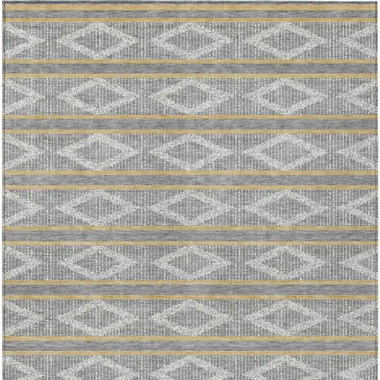 Gray Ivory And Brown Geometric Washable Indoor Outdoor Area Rug Photo 6