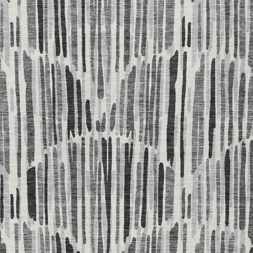 Gray Ivory And Charcoal Abstract Washable Indoor Outdoor Area Rug Photo 4