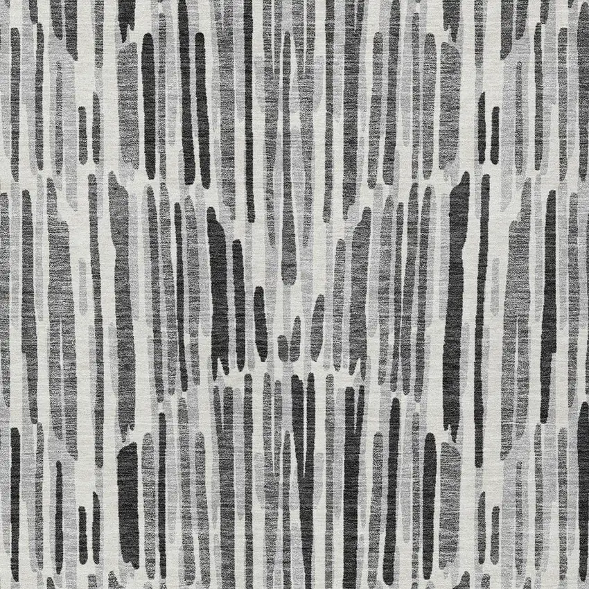 Gray Ivory And Charcoal Abstract Washable Indoor Outdoor Area Rug Photo 4