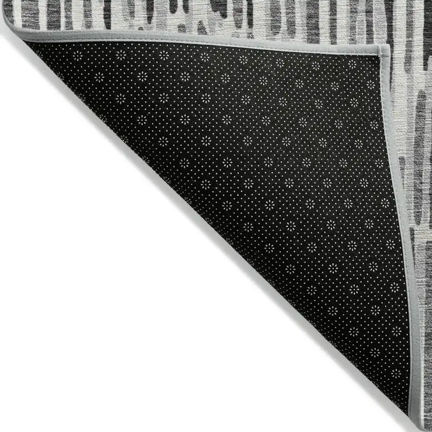 Gray Ivory And Charcoal Abstract Washable Indoor Outdoor Area Rug Photo 2