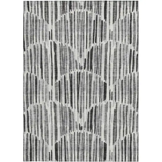 Gray Ivory And Charcoal Abstract Washable Indoor Outdoor Area Rug Photo 5