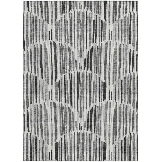 Gray Ivory And Charcoal Abstract Washable Indoor Outdoor Area Rug Photo 5