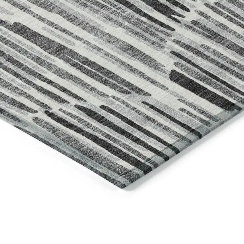 Gray Ivory And Charcoal Abstract Washable Indoor Outdoor Area Rug Photo 3