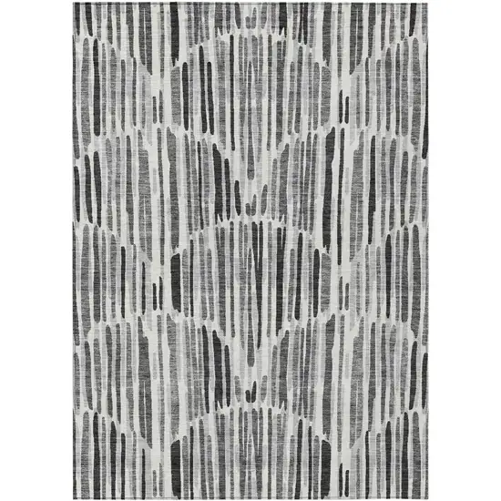 Gray Ivory And Charcoal Abstract Washable Indoor Outdoor Area Rug Photo 1