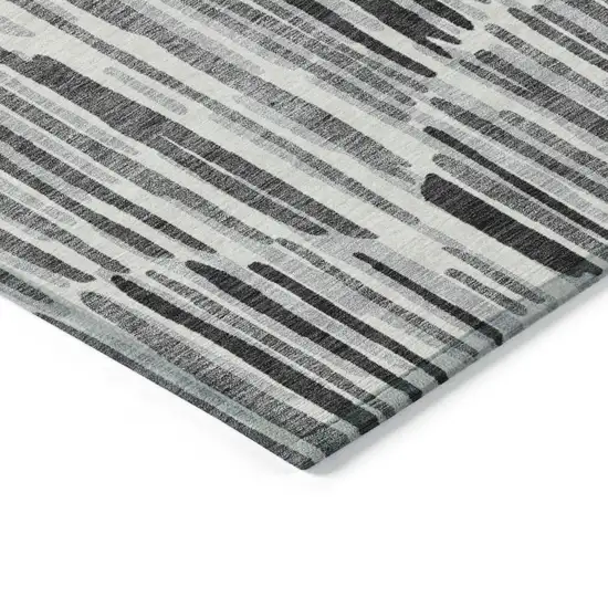 Gray Ivory And Charcoal Abstract Washable Indoor Outdoor Area Rug Photo 3