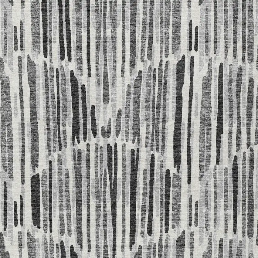 Gray Ivory And Charcoal Abstract Washable Indoor Outdoor Area Rug Photo 4