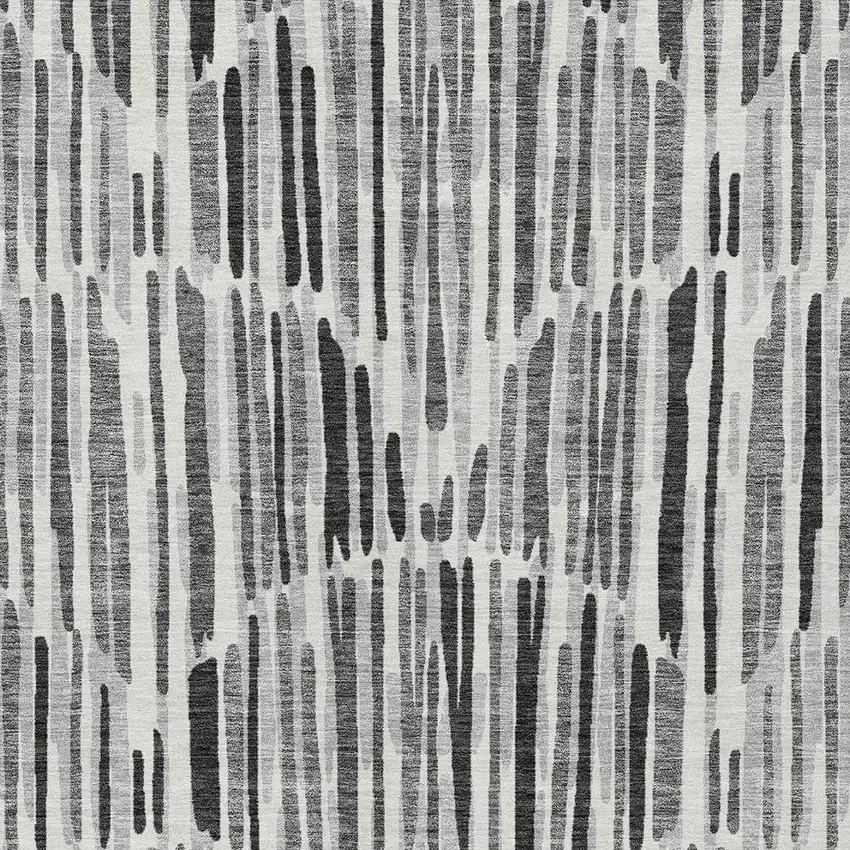 Gray Ivory And Charcoal Abstract Washable Indoor Outdoor Area Rug Photo 4